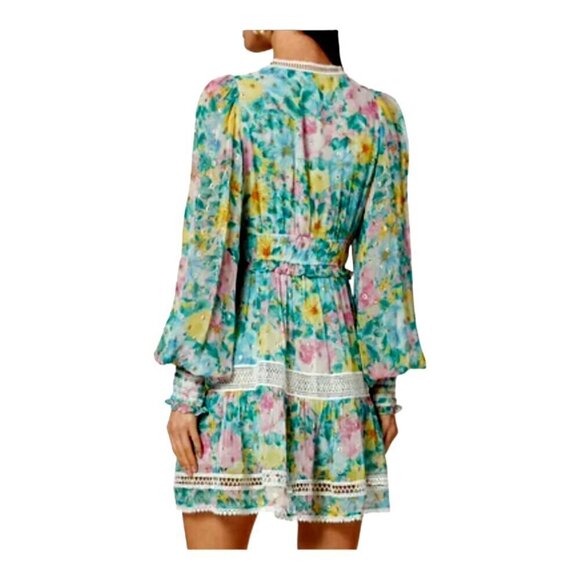 Anthropologie Hemant and Nandita Floral Georgette A-Line Minidress size XS - Picture 3 of 16